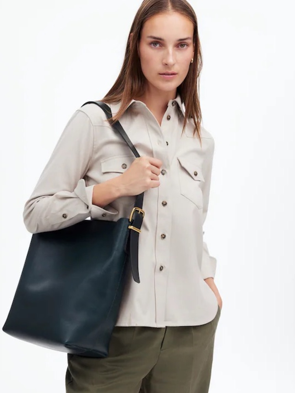 NWT Madwell The Essential Leather Tote/Bucket/Shoulder Bag - Black - Picture 12 of 12